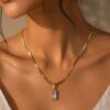 Crystal Pendant Minimalist Statement Necklace for Women featuring a sparkling crystal pendant and elegant minimalist design
