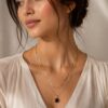 Black Stone Pendant Double Layer Necklace for Women with elegant black stone pendant and layered chain design