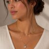 White Stone Pendant Double Layer Necklace for Women with elegant white stone pendant and layered chain design