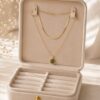 Layered Green Stone Short Chain Necklace for Women with elegant green gemstone pendant and gold-tone layered chain