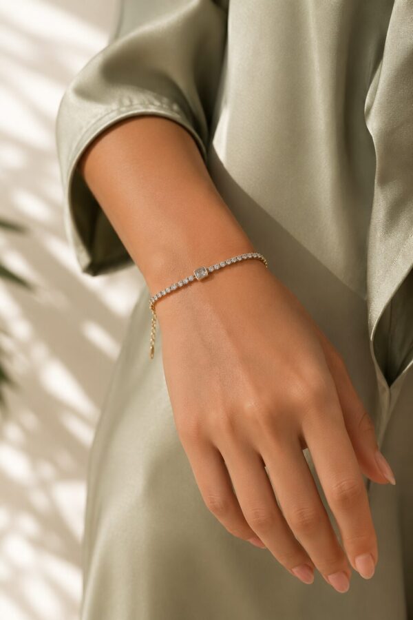 Dainty Crystal Tennis Bracelet for Women with sparkling crystal stones and adjustable elegant design