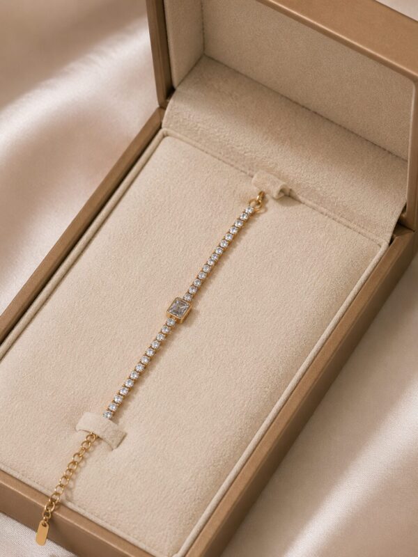 Dainty Crystal Tennis Bracelet for Women with sparkling crystal stones and adjustable elegant design