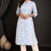 Sky Bloom Georgette Floral Kurti for Women