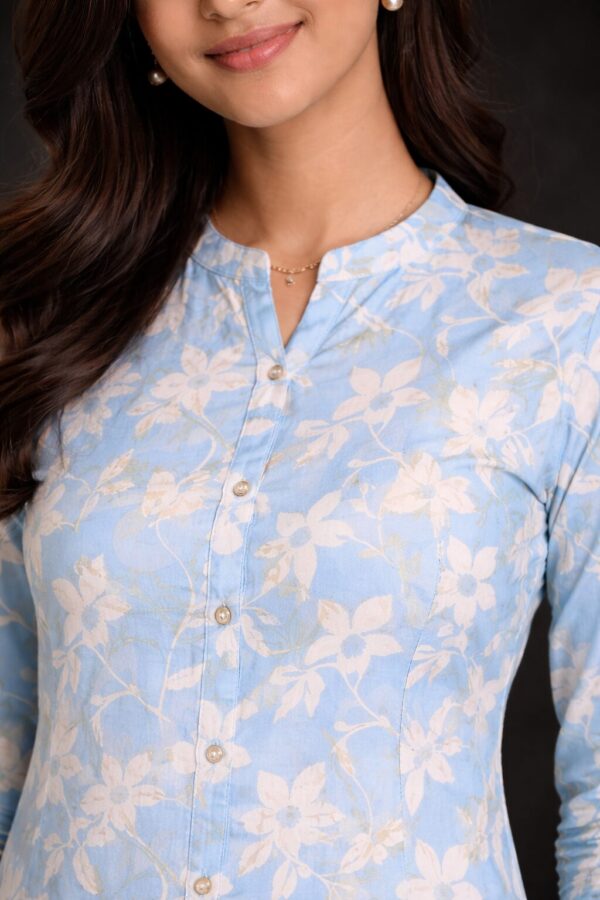 Sky Bloom Georgette Floral Kurti for Women