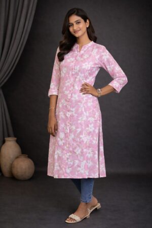 m11 Petal Vibe Floral Straight Kurti for Women