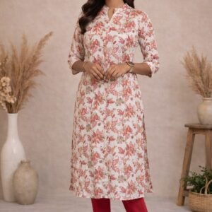 Ivory Aura Floral Printed Kurti for Women