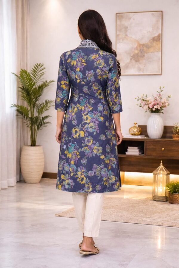 m1c Ishani Bloom Floral Printed Woven Kurti for Women