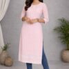 m3 Blush Aura Printed Woven Kurti for Women