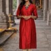 m6 Ruby Line Crimson Red Silk Blend Kurti for Women