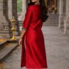 m6a Ruby Line Crimson Red Silk Blend Kurti for Women