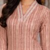 Beige Stripe Cotton Kurti for Women
